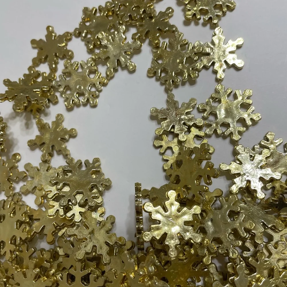 Christmas Home Decor Garland and Snowflake Picks White Silver Gold